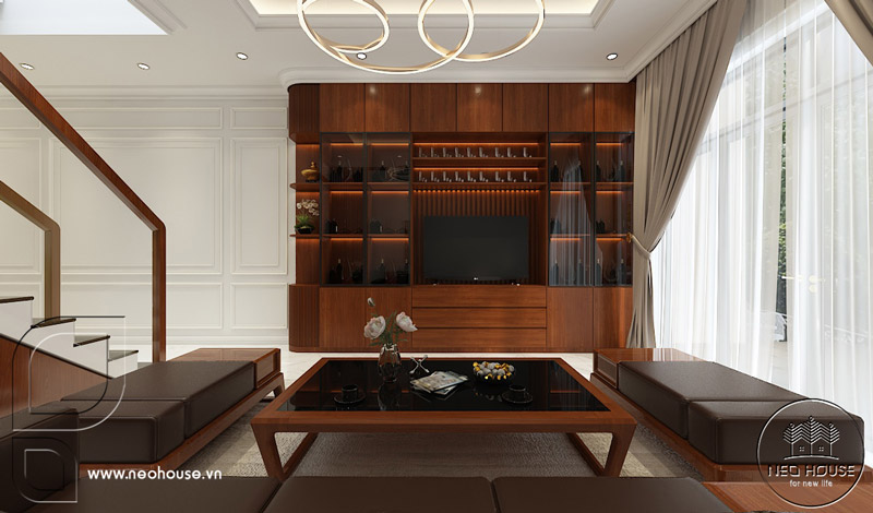 Nội thất phòng khách nhà phố 2 tầng 4x20m