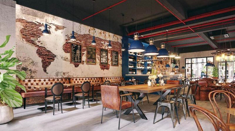 thiet-ke-quan-tra-sua-2-tang-phong-cach-vintage-1 Quán trà sữa 2 tầng phong cách thiết kế Vintage