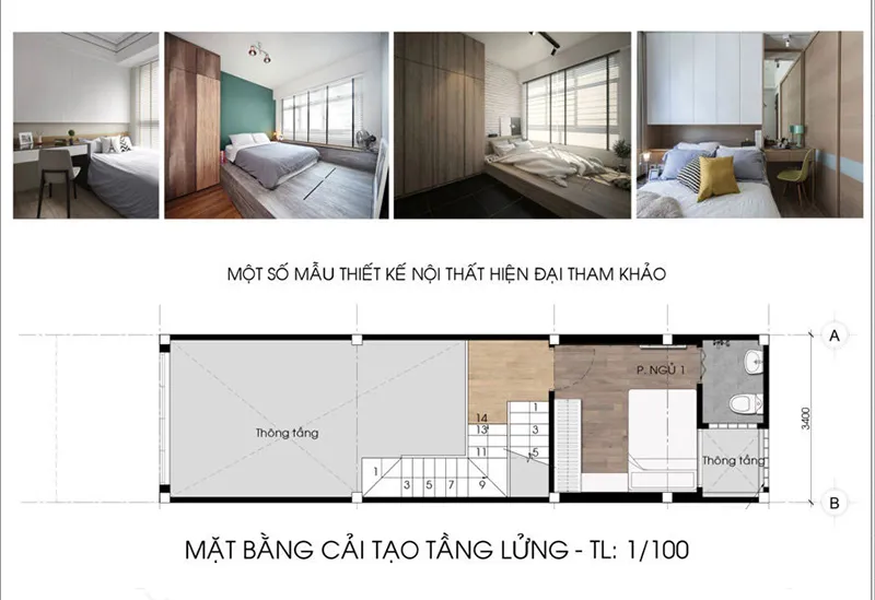 3 mẫu thiết kế nhà 4x13m có thang máy