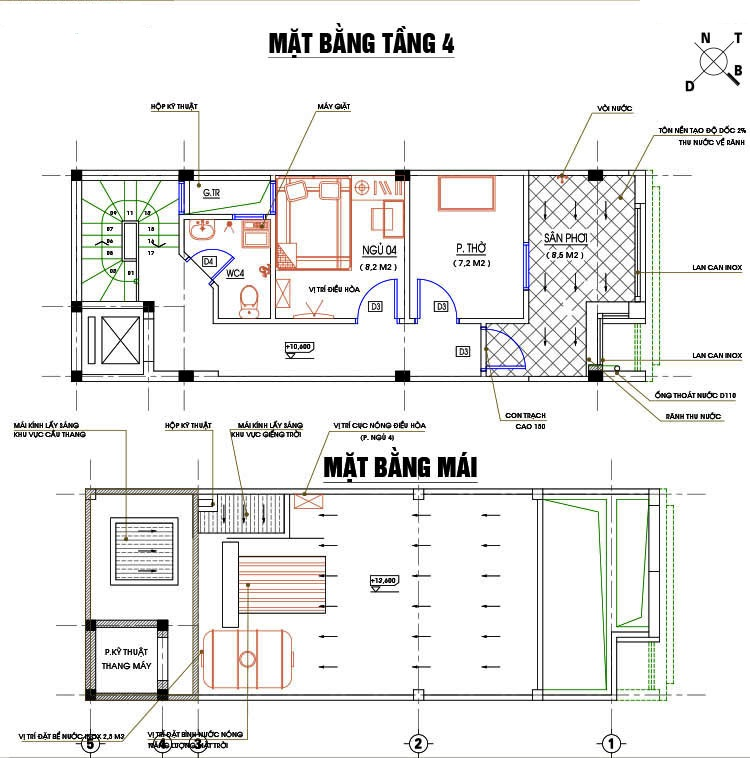 3 mẫu thiết kế nhà 4x13m có thang máy