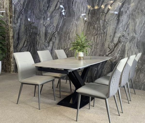 Bàn ăn mặt đá thông minh xoay chữ nhật