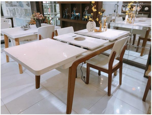 Bàn ăn thông minh mở rộng có bếp từ cho nhà hàng