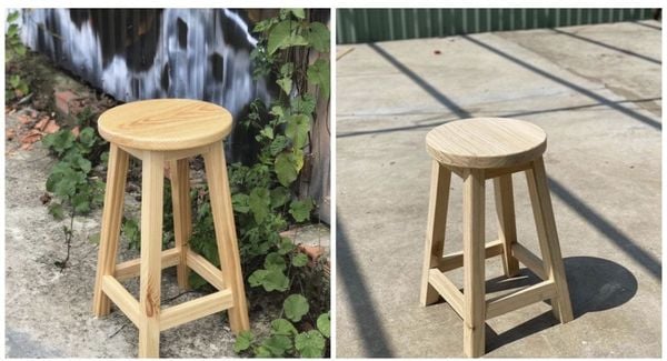 Ghế đôn tròn cao 60cm gỗ thông