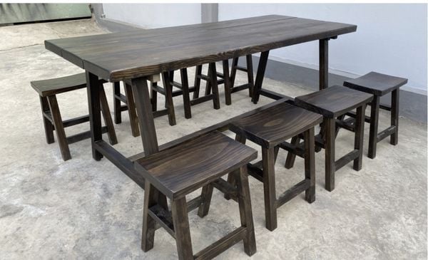 Ghế đẩu gỗ uốn mặt tròn 4 chân