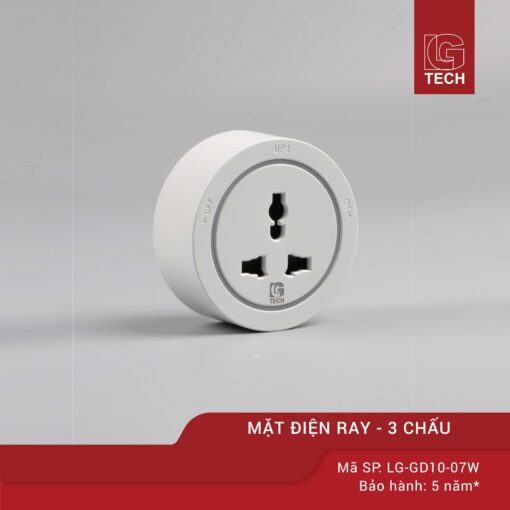 Ổ cắm điện thanh ray 3 chấu màu trắng LG-GD10-07W 1