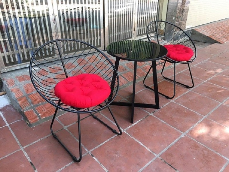 bàn ghế cafe sắt gỗ