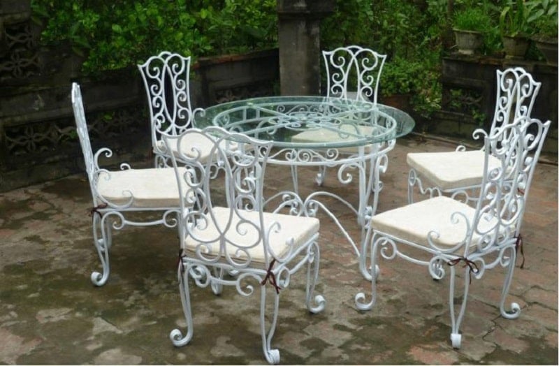 bàn ghế cafe khung sắt