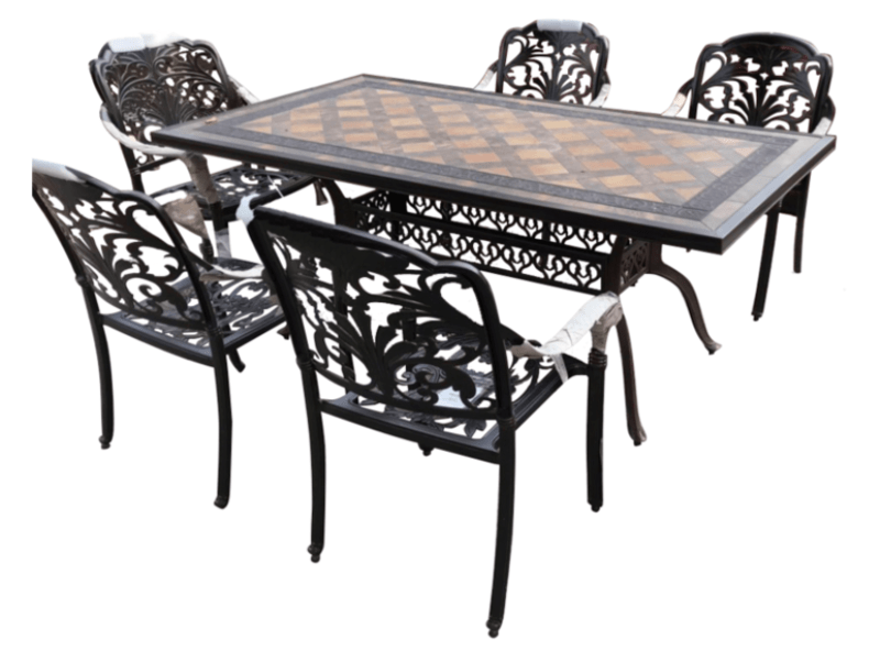 bộ bàn ăn mặt đá hình chữ nhật