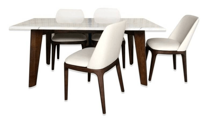 bộ bàn ăn mặt đá hình chữ nhật