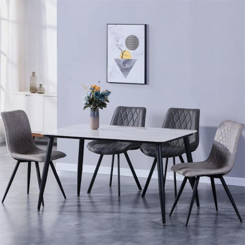 bộ bàn ăn mặt đá hình chữ nhật