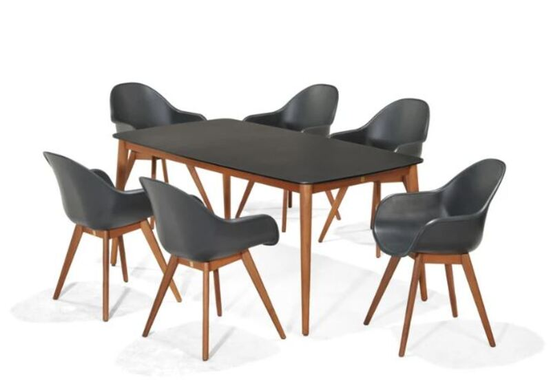 bộ bàn ăn mặt đá hình chữ nhật dài