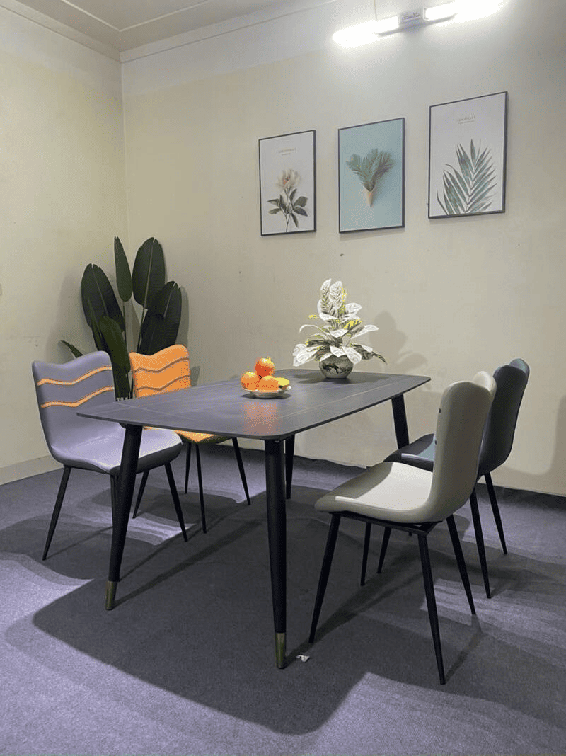 bộ bàn ăn mặt đá hình chữ nhật đẹp