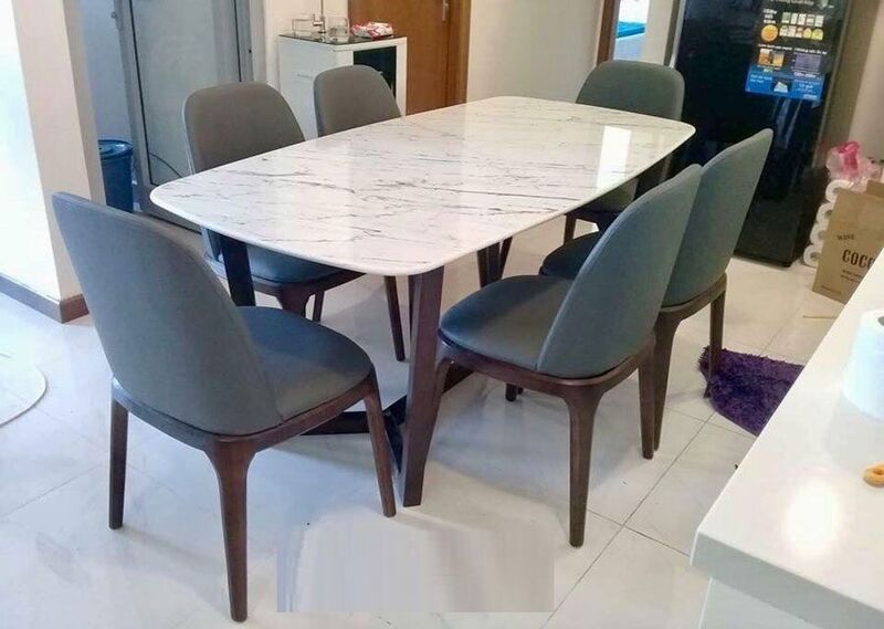 bộ bàn ăn mặt đá marble