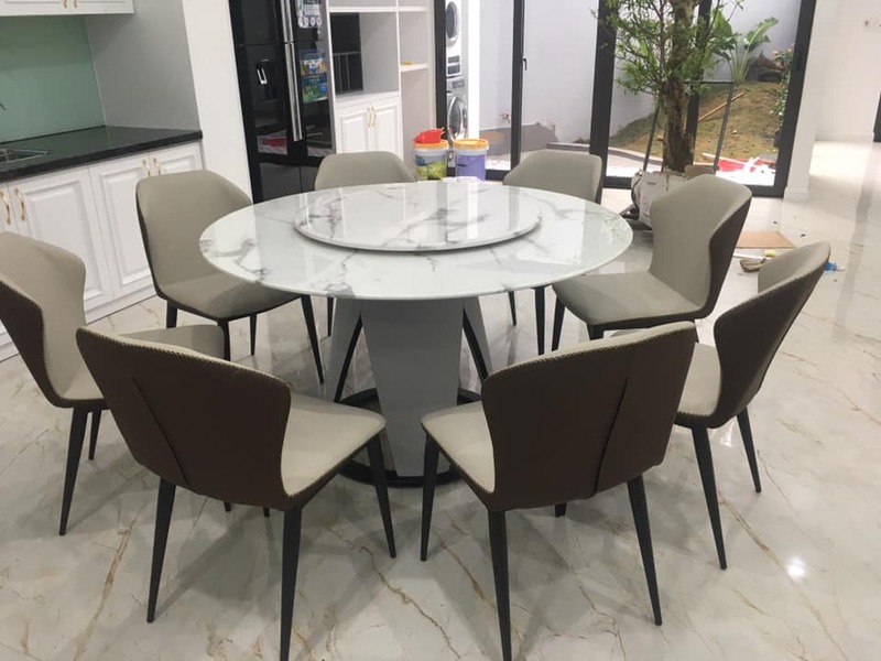 bộ bàn ăn tròn mặt đá đẹp