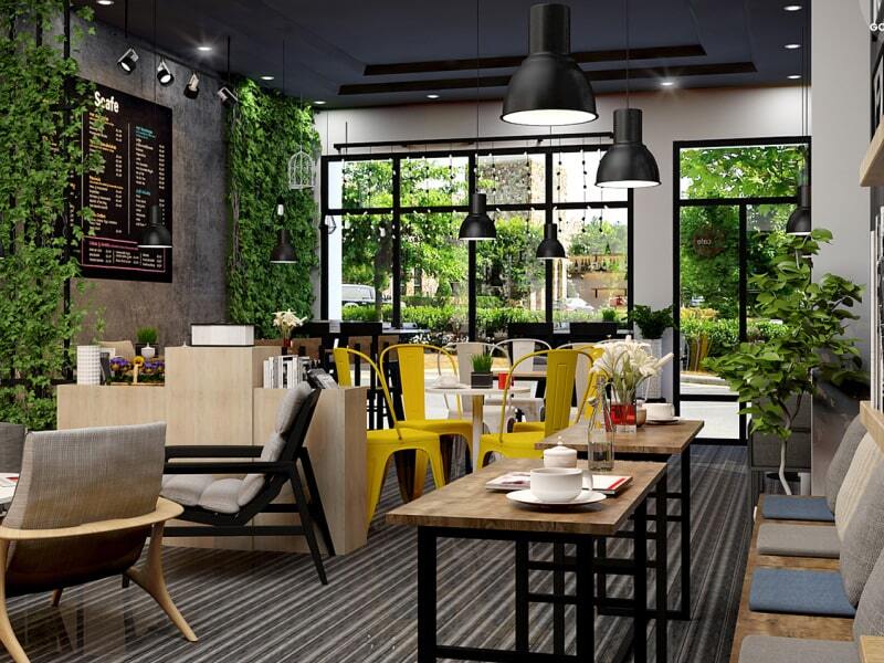 bố trí bàn ghế quán cafe đơn giản
