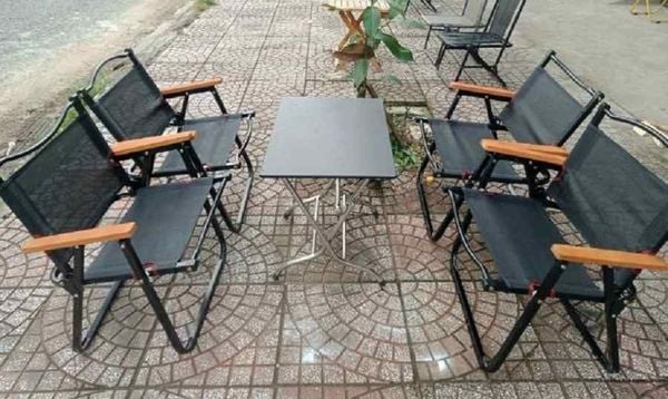 Ghế dù cafe inox có lưng tựa ngắn