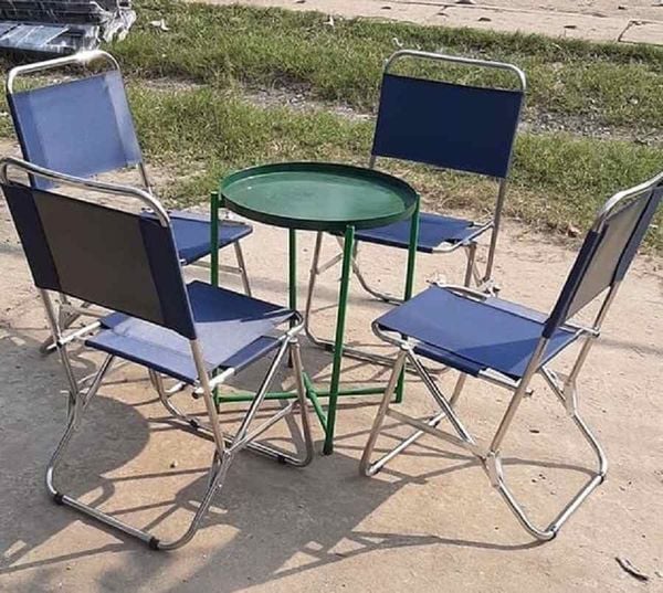 Ghế dù cafe inox có tựa lưng cao