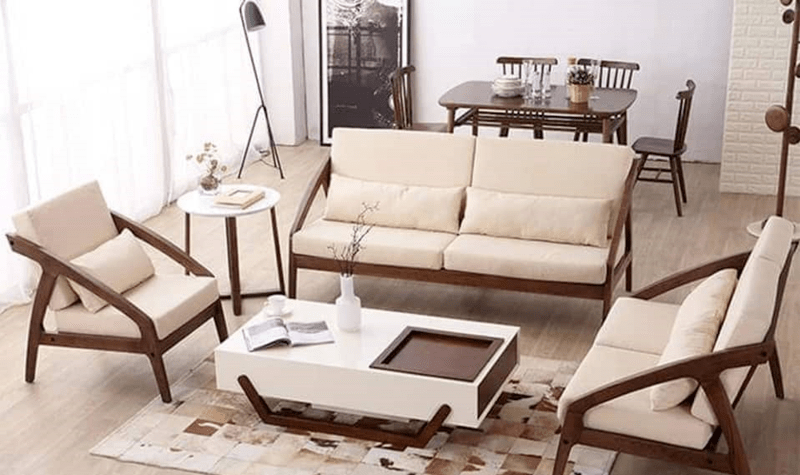 ghế gỗ bọc nỉ đệm