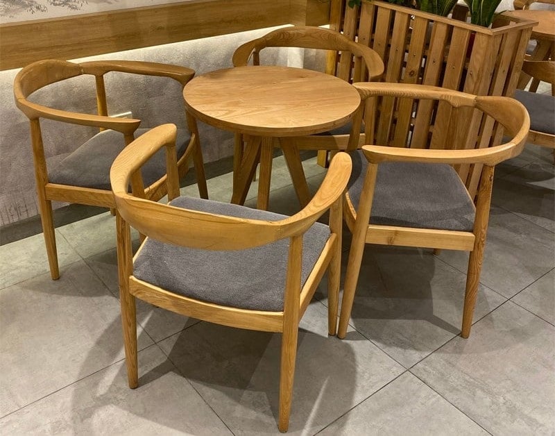 ghế gỗ bọc da cafe