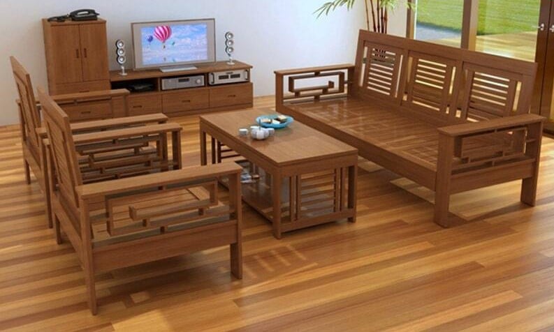 bàn ghế gỗ thấp