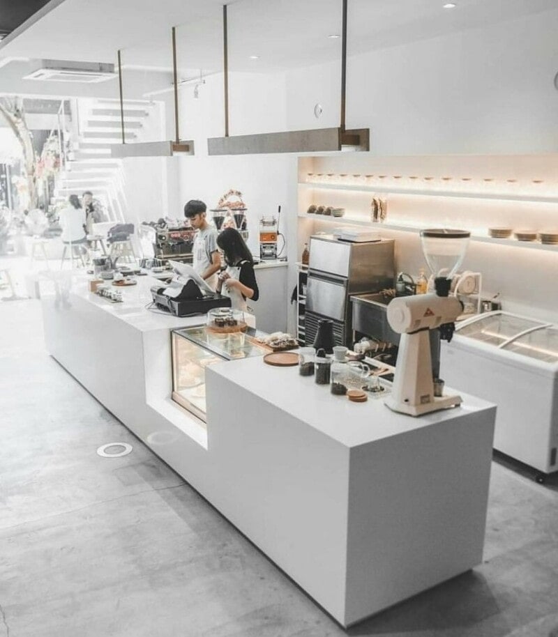 thiết kế quầy pha chế trà sữa