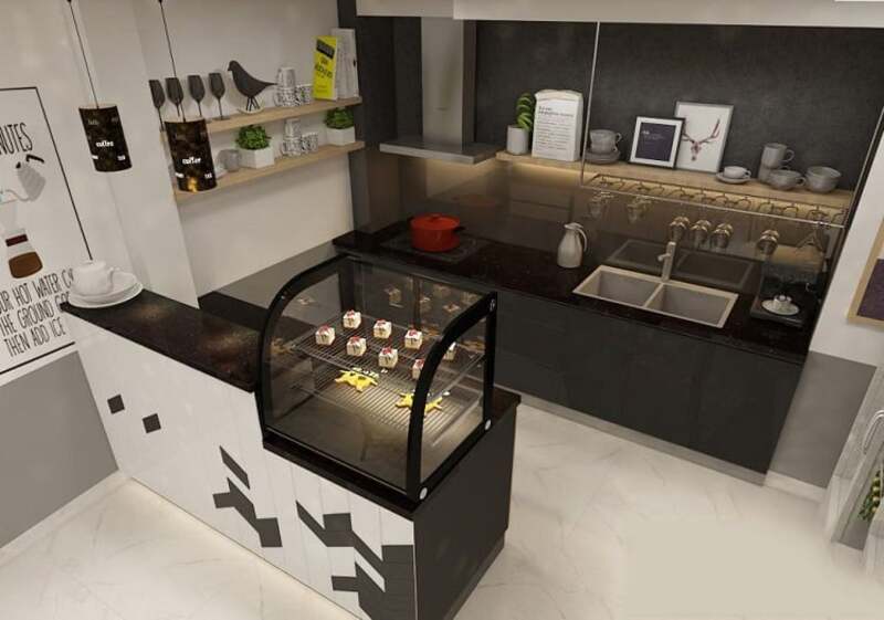 trang trí quầy pha chế cafe