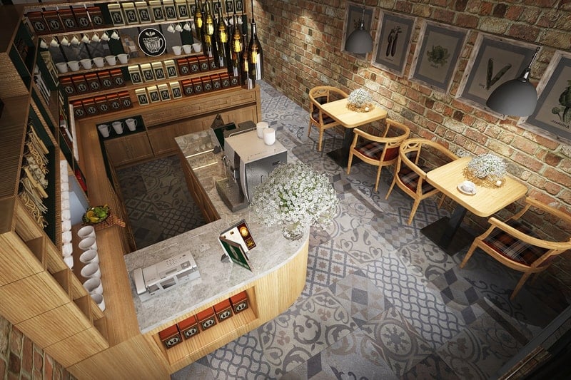 thiết kế quầy pha chế trà sữa