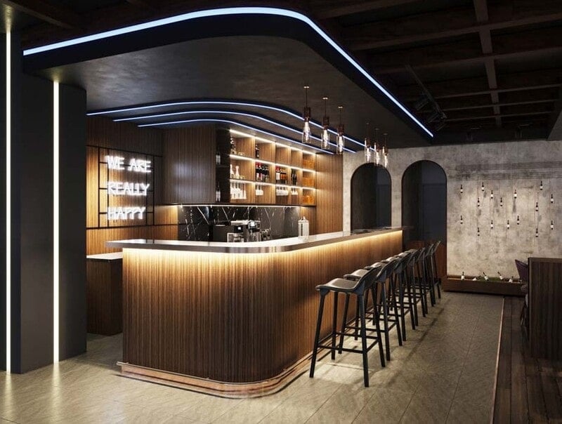 cách bố trí quầy pha chế cafe