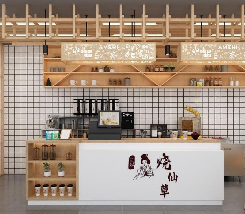 trang trí quầy pha chế cafe