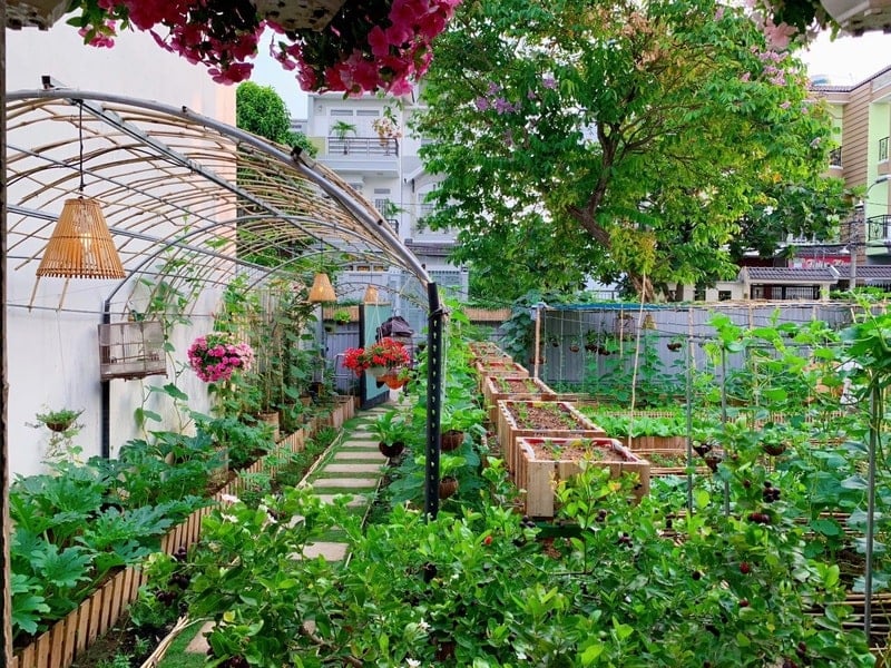 trang trí sân vườn bằng cỏ nhân tạo