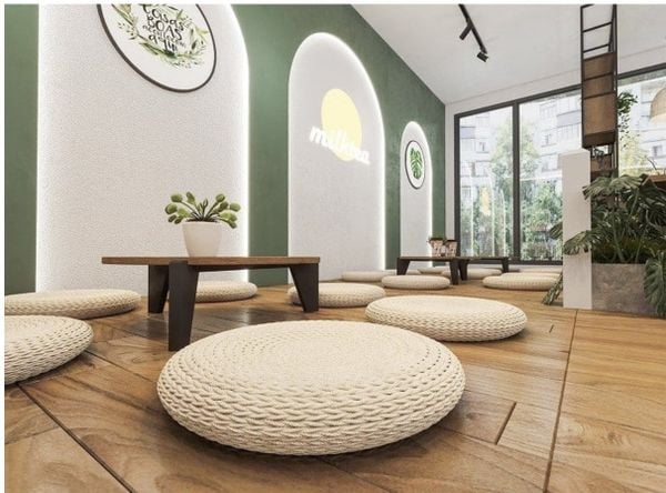 Ý tưởng trang trí quán trà sữa ngồi bệt