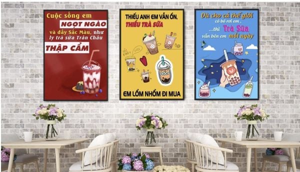 Những bức ảnh lớn với thông điệp độc lạ là điểm nhấn riêng biệt cho quán