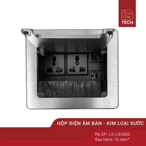 Ổ cắm âm bàn làm việc, kim loại màu bạc LG Tech LG-L0206S 1