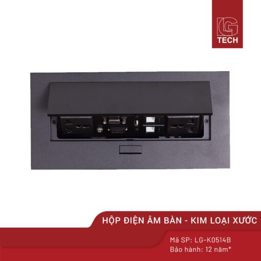 Ổ âm bàn cắm điện chống nước, mặt kim loại màu đen LG Tech LG-K0514B 1