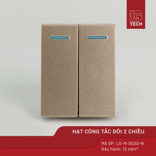 Hạt công tắc đôi 2 chiều LG Tech, size 36mm màu trắng LG-M-003G-N 1