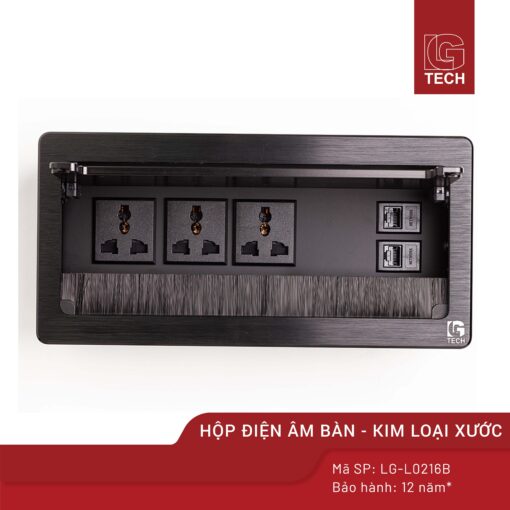 Ổ điện âm bàn đa năng kèm mạng LAN, màu đen  LG Tech LG-L0216B 1