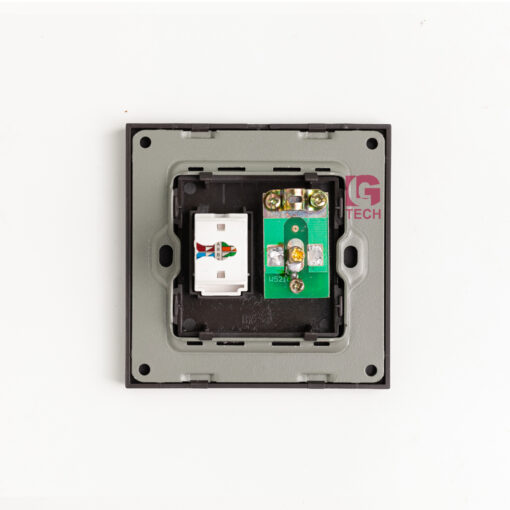 Mặt điện Wall Plate 1 cổng LAN CAT6 và 1 cổng truyền hình cáp âm tường, chuẩn vuông, màu đen xước LG Tech mã LG-B21-034 2