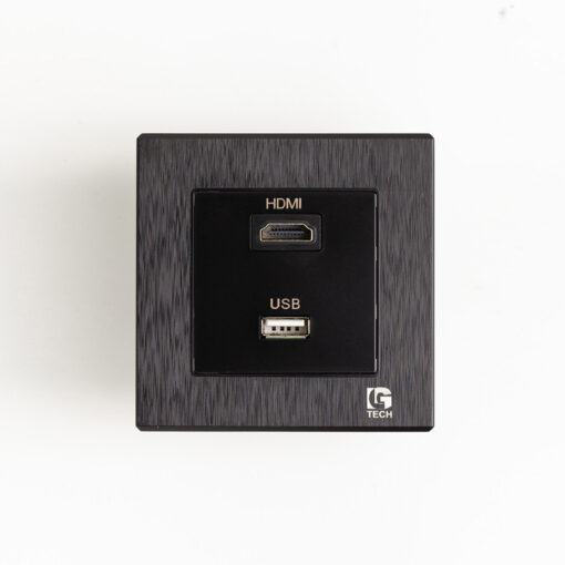 Mặt điện Wall Plate HDMI và USB, chuẩn vuông, màu đen xước LG Tech mã LG-B21-055 3