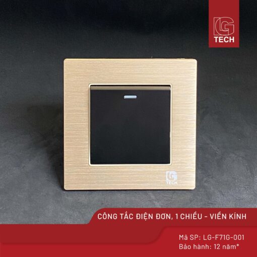 Công tắc điện 1 chiều, viền kim loại màu gold LG Tech LG-F71G-001 1