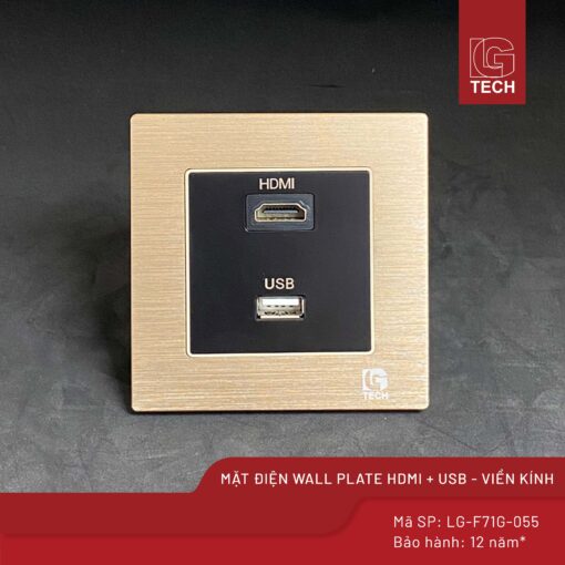 Ổ điện HDMI, USB – Viền kim loại màu gold LG Tech LG-F71G-055 1