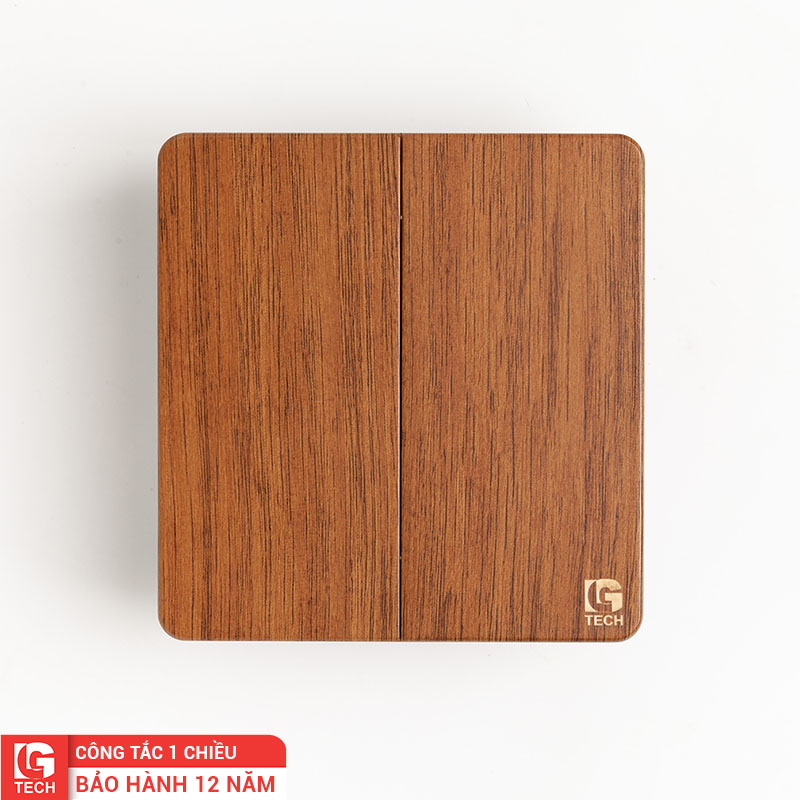 Công tắc điện đôi, vân gỗ, tràn viền LG Tech LG-AB-05-002