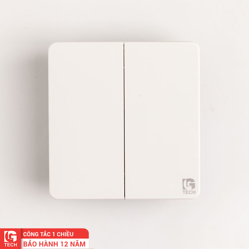 Công tắc đôi 1 chiều, màu trắng tràn viền LG Tech LG-AB-K1-002