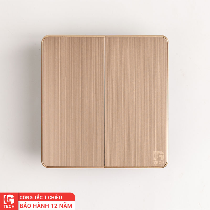 Công tắc đôi 1 chiều, màu gold tràn viền LG Tech LG-AB-L-002