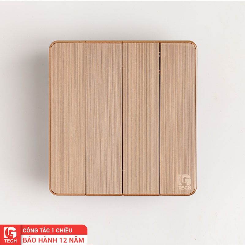 Công tắc điện 4 nút, một chiều, màu gold tràn viền LG Tech LG-AB-L-004