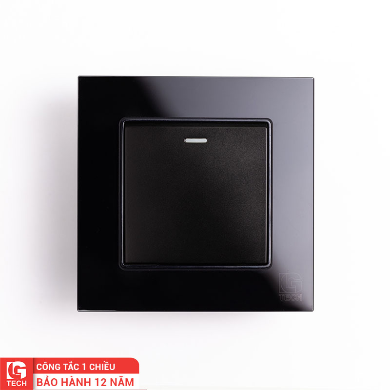 Công tắc điện đơn, viền kính màu đen LG Tech LG-F71B-001