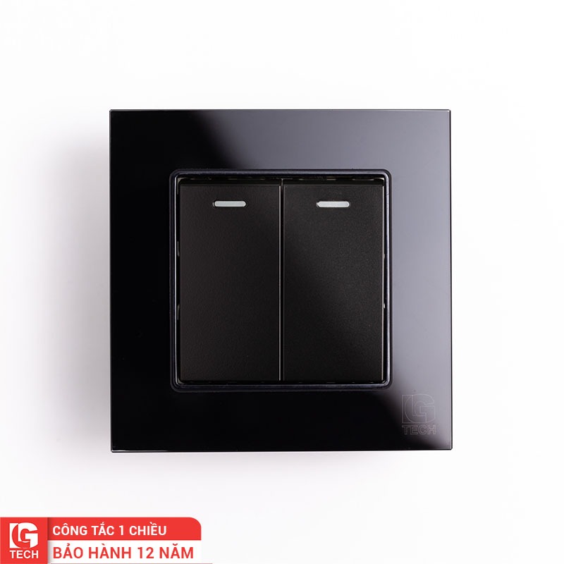 Công tắc điện đôi, viền kính màu trắng LG Tech LG-F71B-002