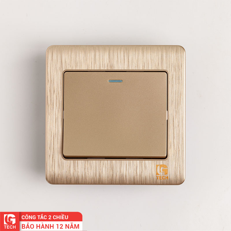 Công tắc điện đơn 2 chiều mạ vàng, chuẩn vuông LG Tech mã LG-C60-001N