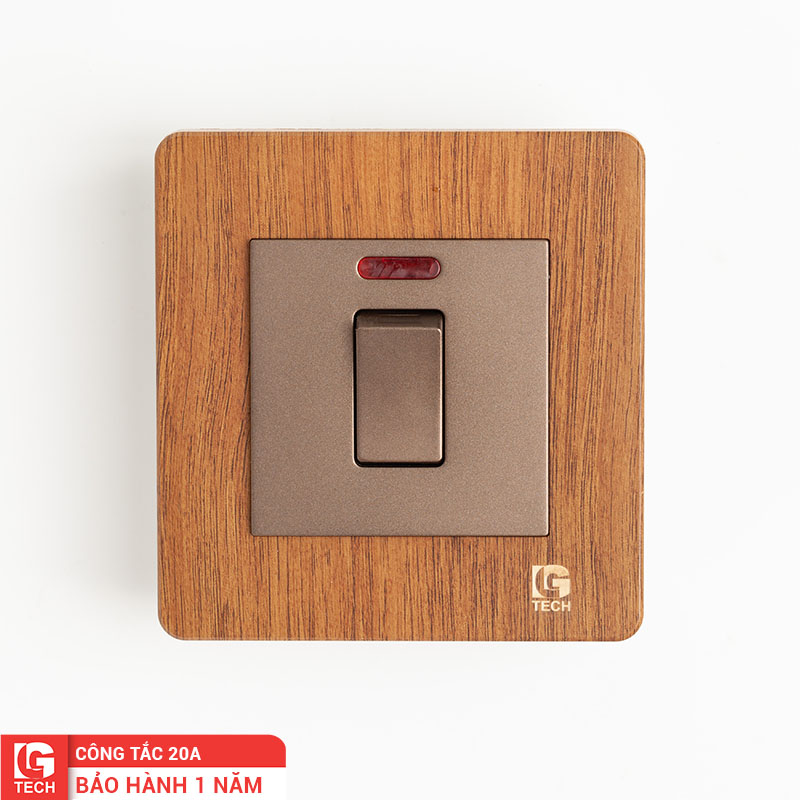 Công tắc điện 20A vân gỗ tràn viền LG Tech LG-AB-05-039