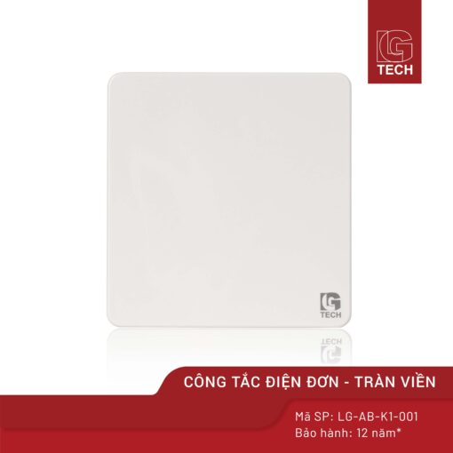 Công tắc điện đơn tràn viền 2 chiều, chuẩn vuông, màu trắng LG Tech mã LG-AB-K1-001N 1