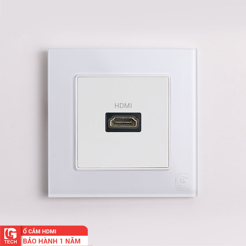 Mặt điện HDMI chuẩn vuông, viền kính màu trắng LG Tech mã LG-F71W-081